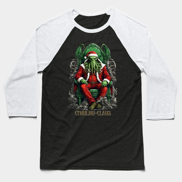 Cthulhu-Claus Baseball T-Shirt by Mystech Arts